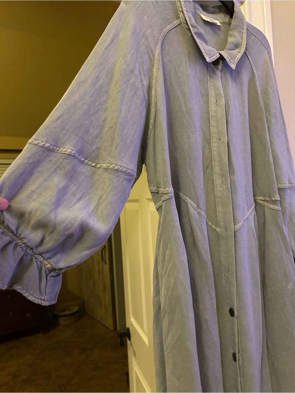 Umgee Light Blue High-Low Chambray Shirt Dress - Picture 2 of 4
